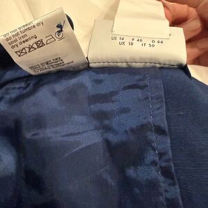 Akris Punto Linen Blend Straight Leg Dress Pants Trousers Size 14 Navy